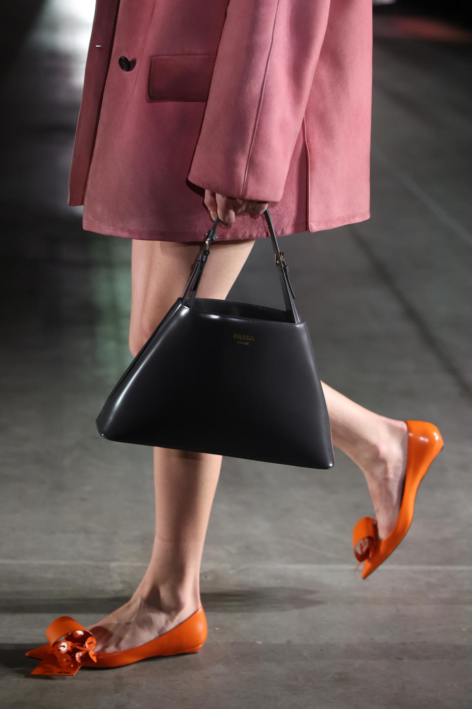 Origami Flats And Trapeze Bags At Prada Women’s Fall Winter ’23 At Milan Fashion Week. - Credit: Wireimage